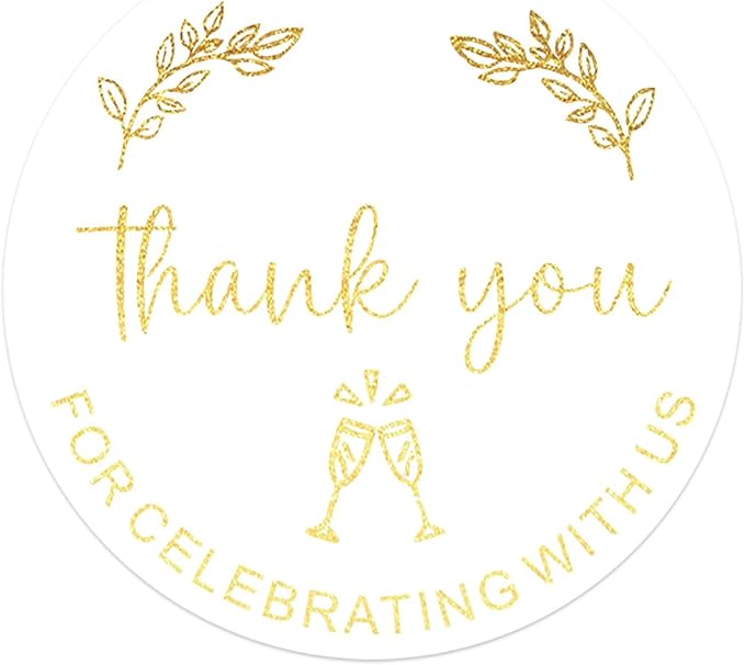 120xThank You for Celebrating with Us Wedding Stickers,Party Favor Labels,Round Gold Foil Labels,Sweet Desserts Favor Tags for Birthday Anniversary,Graduation,Cookie Bakery Stickers,Envelope Seal