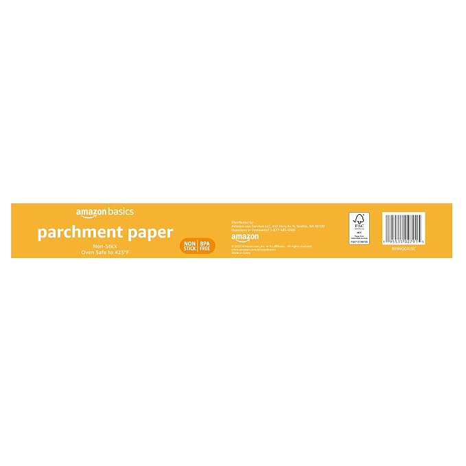 Amazon Basics Non-Stick Parchment Paper for Baking, Cooking, Oven Safe, 15 inches, 90 Sq Ft Roll, 1 Pack