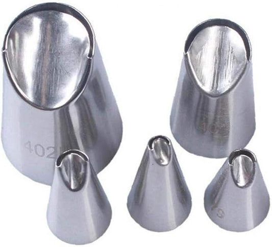 5pcs Cupcake Russian Piping Tips Set Stainless Steel Icing Piping Nozzles Pastry Tips Portable Cake Nozzle Baking Accessories