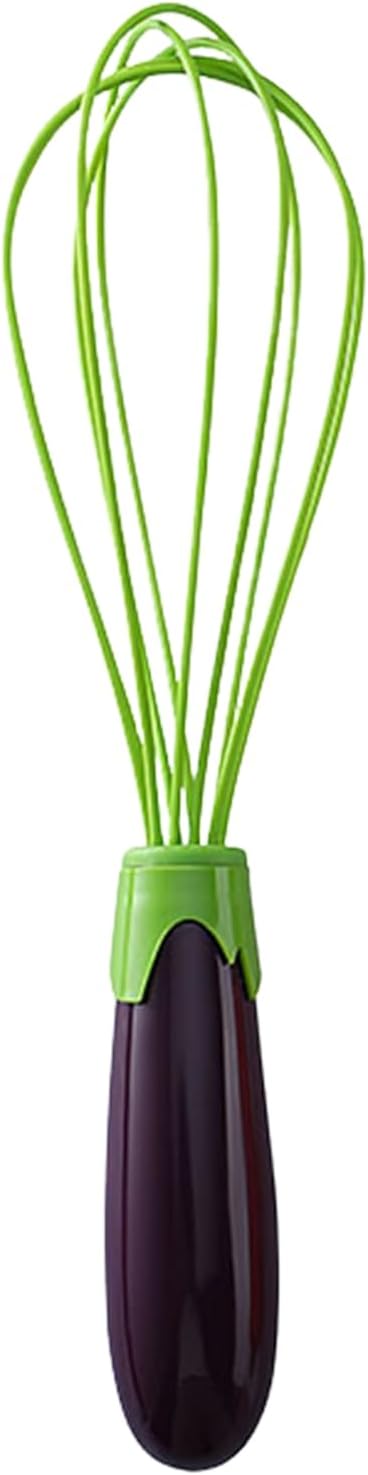 Convenient Design Egg Beater Ergonomic Barrel Grip Whisk Twist 2-in-1 Collapsible Silicone Coated Steel Wire Comfortable Mixing Easy Eggplant