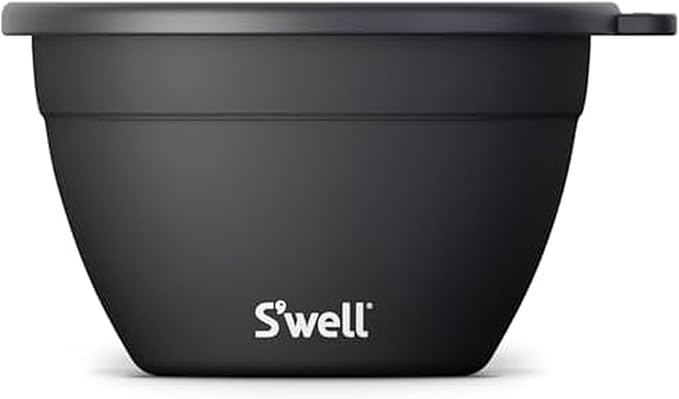 S’well Stainless Steel 64oz Salad Bowl Kit in Onyx,Comes with 2oz Condiment Container and Removable Tray for Organized Serving,Leak-Proof and Dishwasher Safe,(Pack of 8)