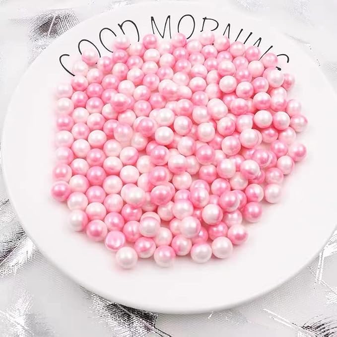 Rainbow Sprinkles Pink White Edible Pearls sprinkles,Cake sprinkles,Cookie sprinkles,Sugar Pearl, Edible Candy Pearls 7mm 130g 4.6OZ for Cake Cupcake Decorationg (Pink+White-7mm)