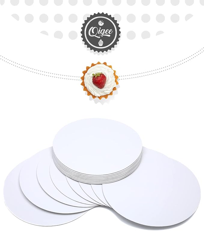 qiqee 70-Packs White Cake Boards Round 10 Inch Circles Rounds Base Food-Grade Cardboard Cake Plate（Thinner But Stronger）