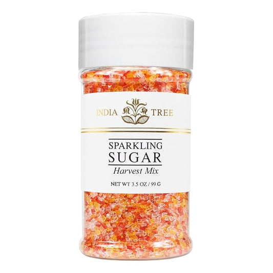 India Tree Harvest Mix Sparkling Sugar, 3.5 oz | Vibrant Fall Blend of Red, Orange, Yellow & White