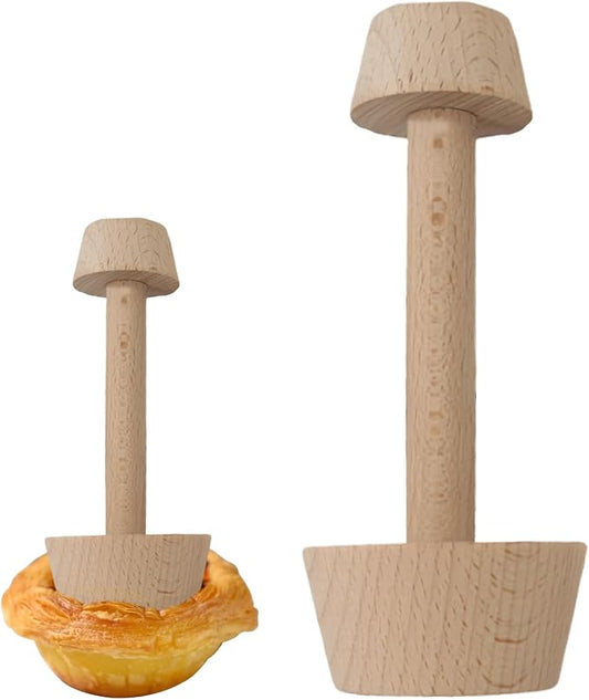 Wooden Tart Tamper,Double Side Pastry Dough Egg Tarts Pastry Tools DIY Cake Pastry Tools for Making Egg Tart, Pasta, Cheesecakes Dessert Kitchen Baking Tools (Model 4)