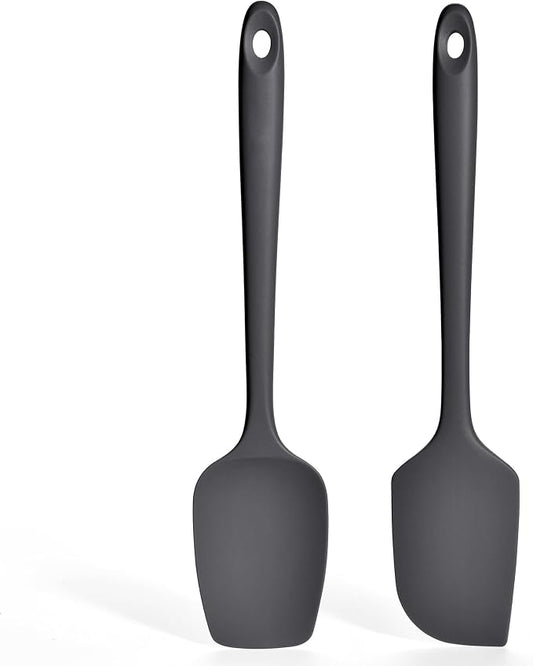 2 Pieces Silicone Spatula Set: Ironberry 600ºF Heat Resistant Food Grade Cooking & Baking Utensils, Kitchen Flexible Nonstick Rubber Scraper for Scraping, Mixing, Scrambling, Flipping (Black)