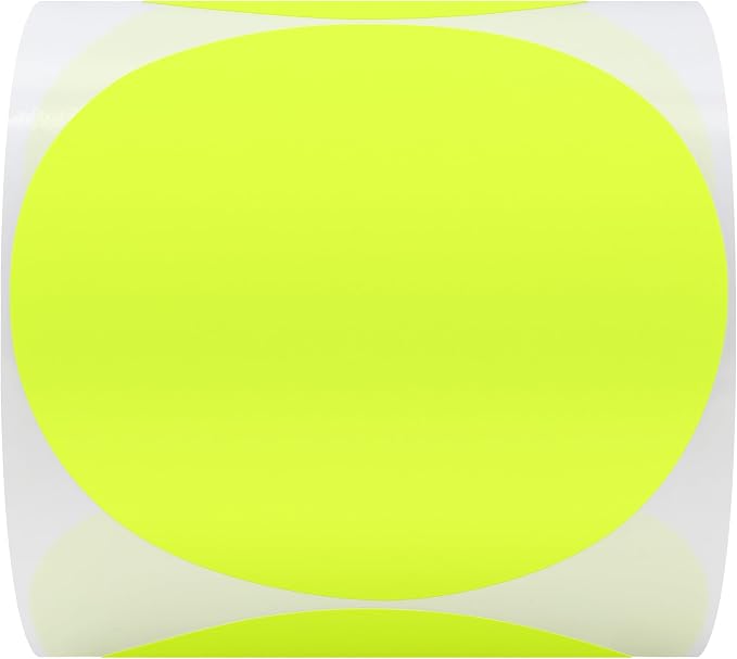 Hybsk Round Color Coding Circle Dots Labels Warehouse Inventory Organizer Stickers (4 inch, Fluorescent Yellow)