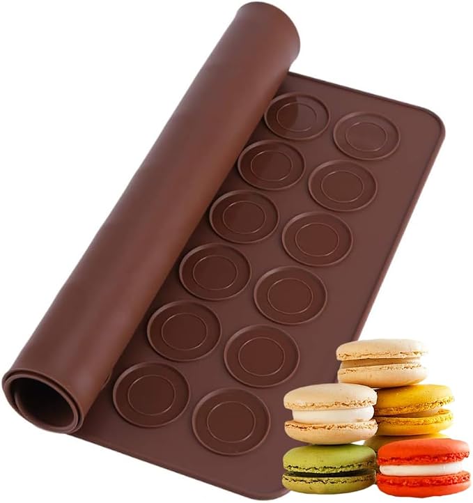 Cocoarm Macaron Silicone Mat, 48 Capacity Silicone Sheet Mat Baking Cookies Pastry DIY Bakeware Decorating Tools for 1.5" Macarons Making, 15.4 x 11.2inch (not include decorating pot)