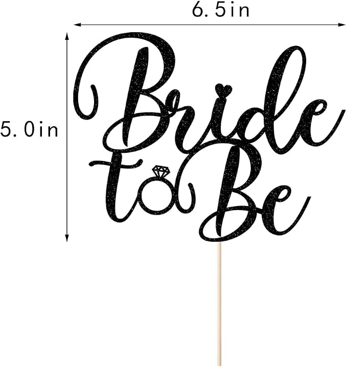 Glitter Bride to Be Cake Topper - Bridal Shower Cake Topper,for Wedding Shower/Engagement/Bachelorette/Hen Party Decorations (black)