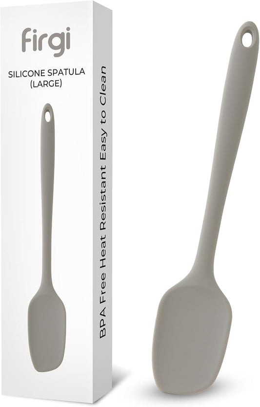 Platinum Silicone Spatula – BPA Free Silicone Spatula for Cooking – Heat Resistant Cooking Utensils for Non Stick Pans – One-Piece Spoonula for Baking, Mixing & More – Kitchen Scraper 11.4” Gray