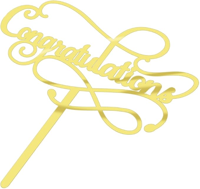 Congratulations Cake Topper,Congratulations 2026 Graduation Cake Topper,Graduation, Wedding, Retirement, Birthday, Anniversary, Celebration Party Decorations Supplies (Acrylic Gold)