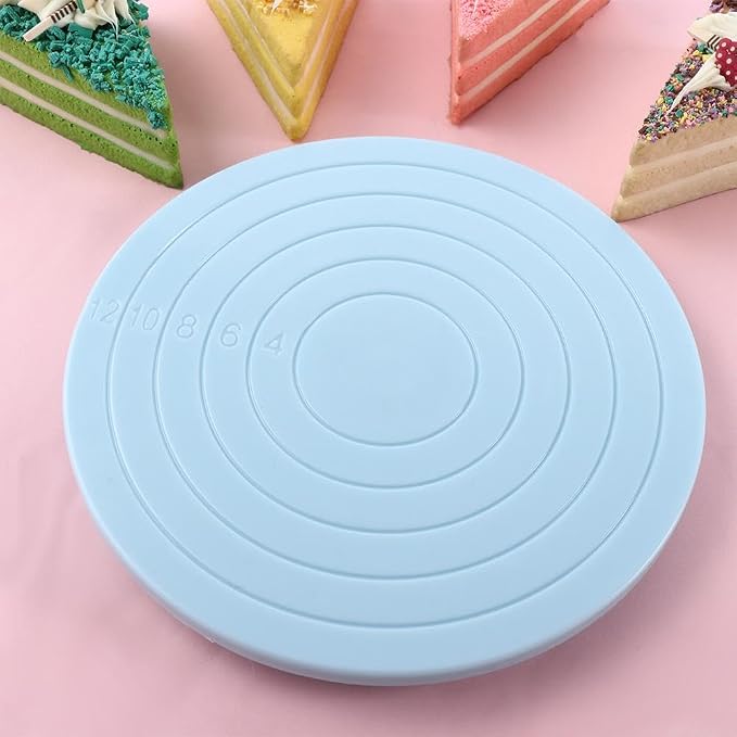 Kopida Revolving Cake Decorating Stand, Plastic Round Rotating Cookie Decorating Turntable, 5.5 Inch 360 Degree Revolving Cake Stand for Home Kitchen Cake Baking Tool(Blue)