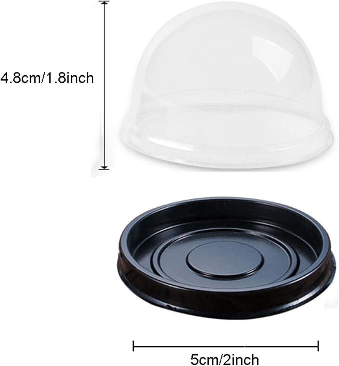 EchoDone Clear Plastic Mini Cupcake Boxes Muffin Pod Dome Single Container Box Wedding Birthday Gifts Boxes Supplies 50 Pack (Black)