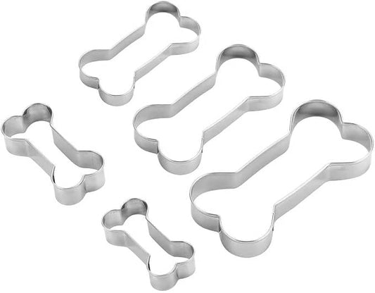 Dog Bone Cookie Cutters, Stainless Steel, 5pc, 2.32-4.8in | Food Grade, Sturdy