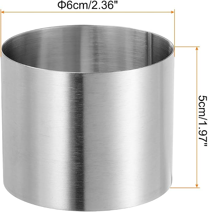 HARFINGTON 2PCS Round Cake Ring 2.36 x 2 Inch Seamless Stainless Steel Pastry Mousse Dessert Ring Mirror Coating for Baking Cooking Making Tool