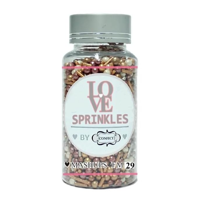 Confect Rose Gold & Pearl Edible Sprinkles Mix – Metallic Cake & Cupcake Toppers, Cookie & Dessert Decoration | Wedding, Birthday, Party Baking Supplies | Vegan, Gluten-Free, Nut-Free, Soy-Free, Dairy-Free, Palm Oil-Free- 4.2 Oz