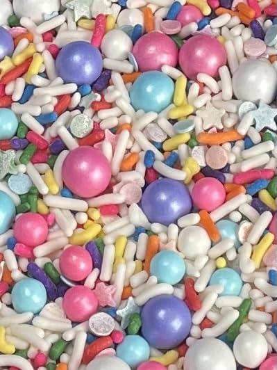 UNICORN BLEND COSMIC CRUNCH - Gluten-free,Egg Free,Nuts Free,Kosher,Sprinkle Medley Mix,For Baking,Decorating,Cookies,Cupcakes,Cakes,Topping,Jimmies,Large,Bulk Candy,Sugar Shapes