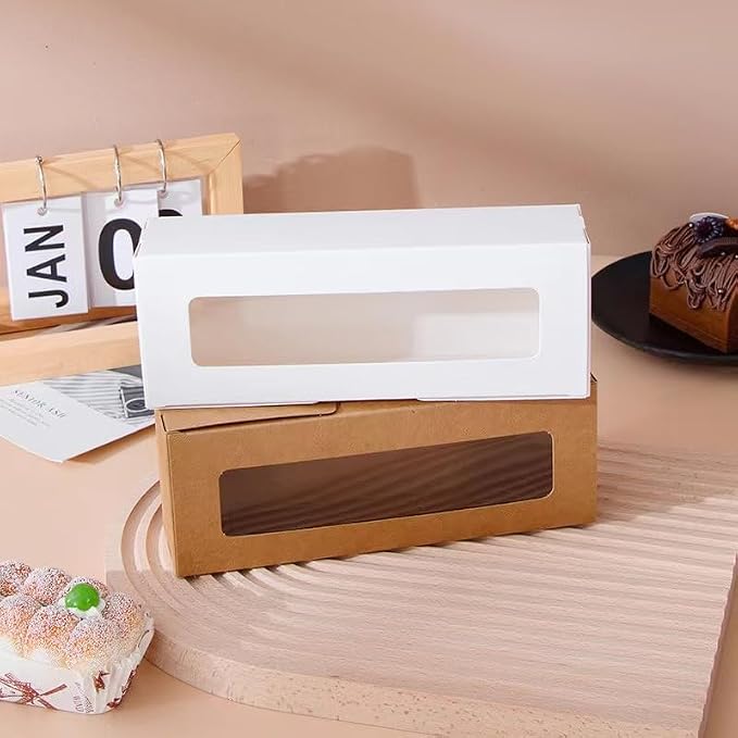 Xuwzenkl Macaron Boxes for 6 to 10 Macarons, 20 Pack 8x3x2 Inches Macaron Packaging for Home DIY Baking(White)
