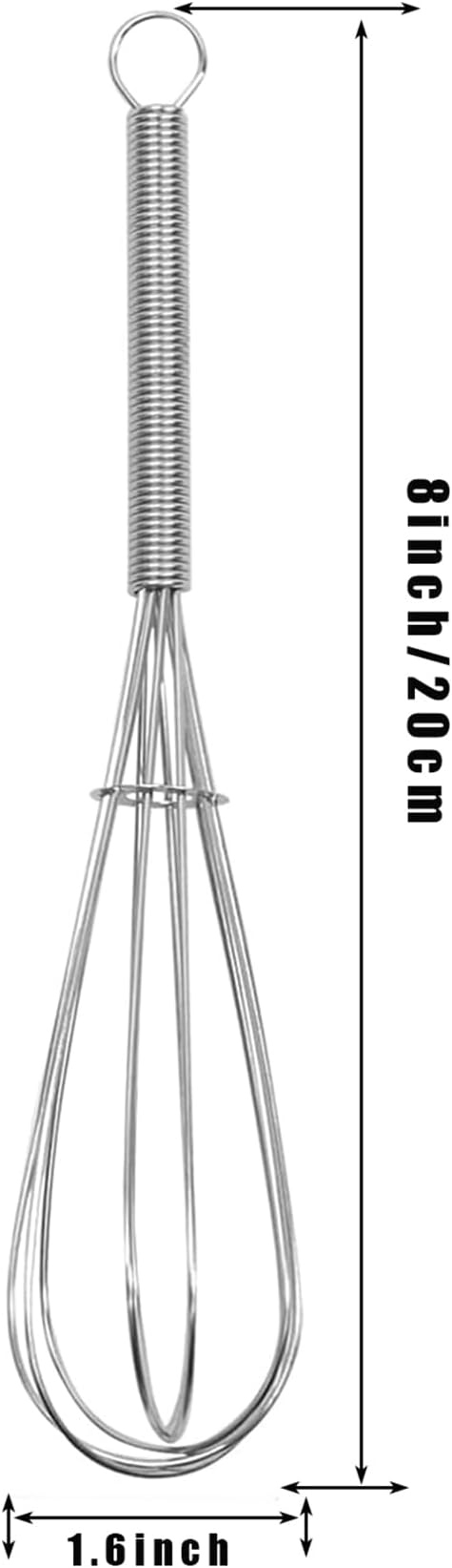 Digead Mini Wire Whisk, 8 Inch Small Whisk for Cooking - Ergonomic Spiral Handle, 304 Stainless Steel - Lightweight Mixing Tool for Sauces, Eggs, Pancake Batter, Coffee, Matcha – Silver