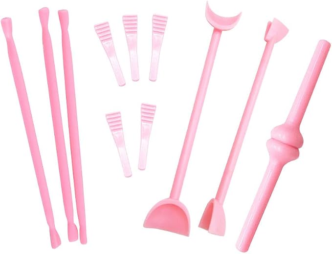 Cabilock 11-Piece Fondant Cake Carving Tools Set with Soft Flexible Tips for Detailed Pastry Sculpting Sugar Craft Lace Printing Moulds Perfect for Home Kitchen Baking