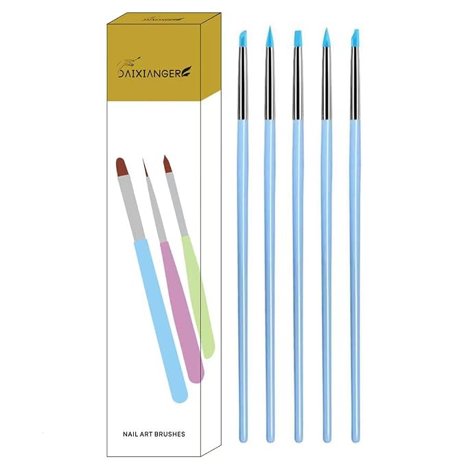 5Pcs Silicone Sculpting Tools, Blue Clay Sculpting Tools, Multi-Shape Silicone Brushes, Pottery Modeling Tools for Polymer Clay, Ceramics, Nail Art, Fondant & Craft DIY