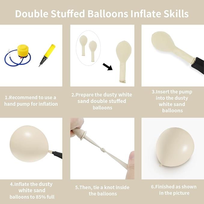 Double Stuffed White Sand balloons Different Size 115Pcs 5/10/12/18 Inch Sand White Balloon Garland Arch kit for Birthday Wedding Baby Shower Bridal Shower Neutral Party Decorations