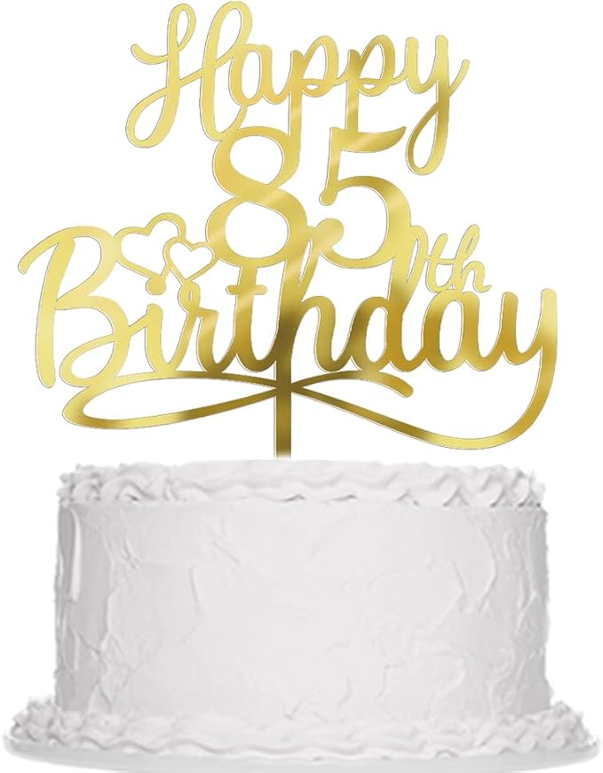 Sleyberoy Acrylic Happy 85th Birthday Cake Topper- Hello 85,Cheers to 85 Years,85th Anniversary/Birthday Party、 men and women Happy Eighty-five Birthday Selected cake decoration (85th)