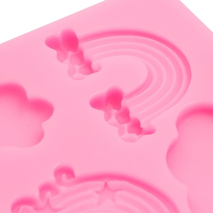 Rainbow Cloud Silicone Fondant Molds 2 Pcs for Chocolate Cake Decoration Candy Cupcake Topper Cake Polymer Clay Crafts Epoxy Resin