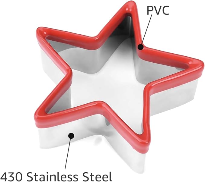 Star Cookie Cutters Set of 3, Stainless Steel Star Shape Cutters for Sandwich Biscuit Fondant Cake Cheese