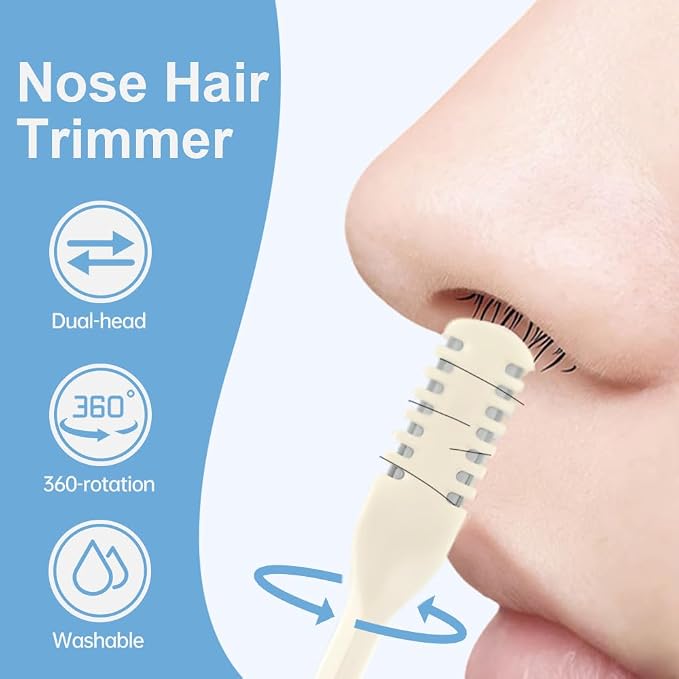 3PCS Nasal Hair Cutter Portable Travel Essentials,2026 Manual 360° Rotating Nostril Hair Removal Tools Double Sided Nose Hair Blade,Nose Hair Cutter for Women Men (Cream, 3 Pack)