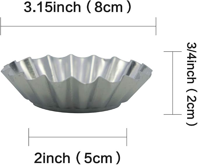 MYStar 3.15" (8 cm) Fluted Design Round Shape Non-stick Aluminum Tart Mold, Mini Pie Tin, Tartlet Pan, set of 20
