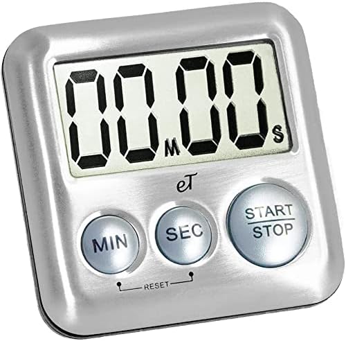 Elegant Digital Kitchen Timer Stainless Steel - Loud Alarm - Model Silver