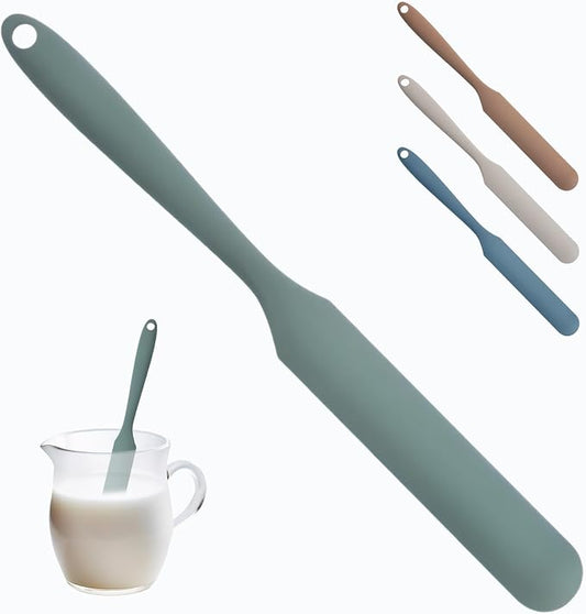 Silicone Jar Spatula,Non-Stick Heat Resistant Kitchen Thin Spatula,Sourdough Stirring Stick,Jam Spreader for Peanut Butter,Cake Cream Butter Spatulas for Scraping Icing Bread Cream (Green)
