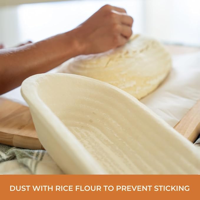 Bulka Oval 750g Groove Banneton Bread Proofing Basket Pressed Wood Pulp, Sourdough Proofing Basket - Non-Stick Batard Brotform Sourdough Bread Baking Supplies, Made in Germany.