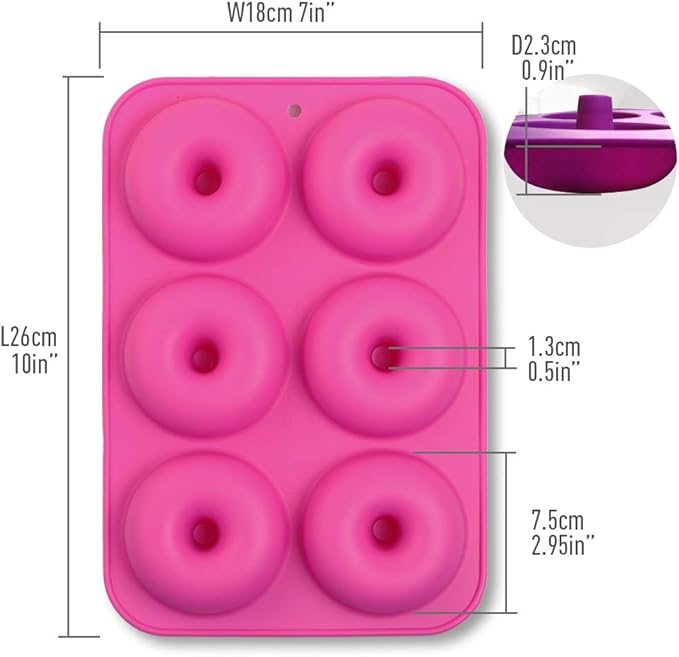 6-Cavity Silicone Donut Mold, Silicone Bagel Mold, Non-Stick Donut Mold, Food Grade Silicone, BPA Free, 3 Pcs