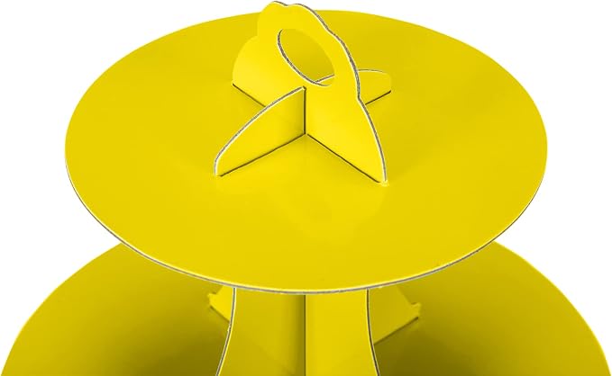 YLDW Cupcake Stand, 3-Tier Cupcake Stand Display, Cardboard Cup Cake Tower Stand, Disposable Dessert Stand for Birthday Tea Party Baby Shower Treat Decorations, Yellow
