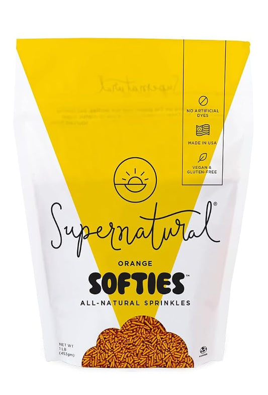 Supernatural Orange Softies Sprinkles - Dye Free, Natural, Vegan, Kosher, Gluten Free, Organic Ingredients, 16oz