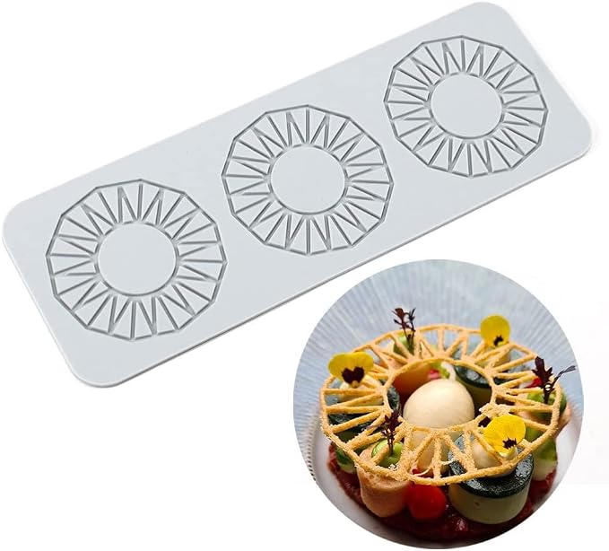 TUKE 3D Leaves Silicone Molds Flower Cake Fondant Mat Bee Leaf Pastry Moulds Rose Impression Chocolate Hollow Lace Mold (Sun_10.2x3.6x0.12inch_M)