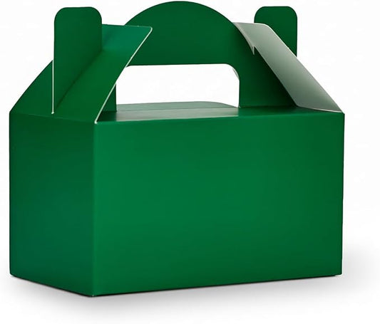 Aosric Small Green Gable Boxes 3.5 x 3.5 x 6.3 In, 30 Pack | Premium Cardstock Party Favor Boxes with Handles for Christmas, St. Patrick's Day, Treats, Bakery, Cookies & Gift Packaging