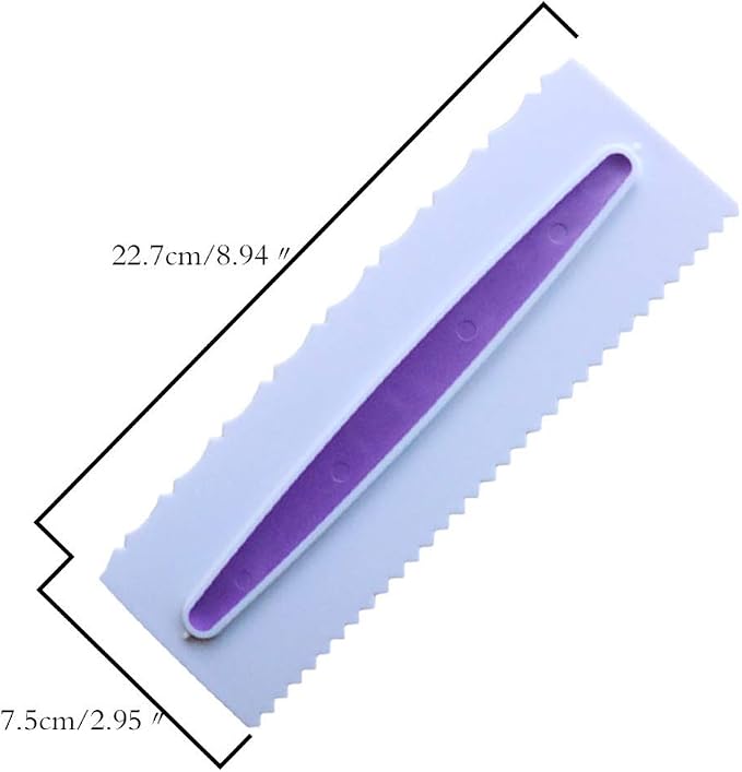 Decorating Comb and Icing Smoother Set of 3 Pack Decorating Mousse Butter Cream Cake Edge Tools, Plastic Sawtooth Cake Scraper Polisher 6 Design Textures-White/Purple