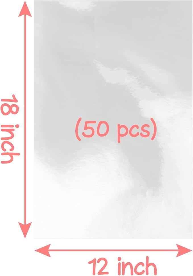 50pcs Cellophane Bags 12x18 Cellophane Wrap Goodie Bags Large Clear Gift Bag Party Favors Bag Clear Treat Wraps with Ties Plastic Gift Packaging Wraps for Cookie Candy