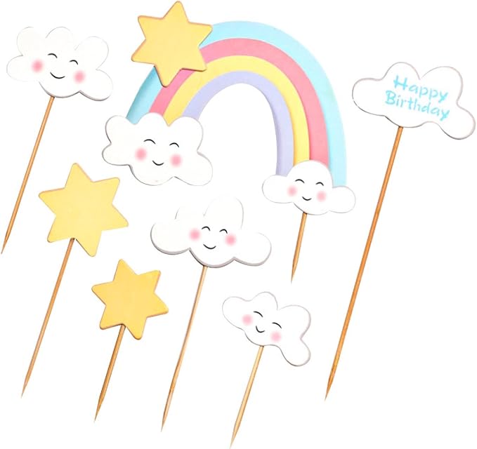 Happy Birthday Cake Topper Cake Decoration Birthday Cake Supplies (Rainbow cake topper)