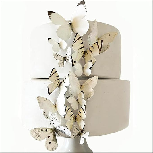 Sugar Robot Inc. Edible Butterflies Assorted Size Premium Crafted Made in the USA - Cake and Cupcake Toppers, Decoration (White)