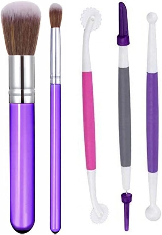 5 Pcs Cake Decorating Brushes, Fondant & Gum Paste Tool Set | Cake painting brushes, for fondant detailing, cookie icing, gum paste sculpting, and baking DIY.