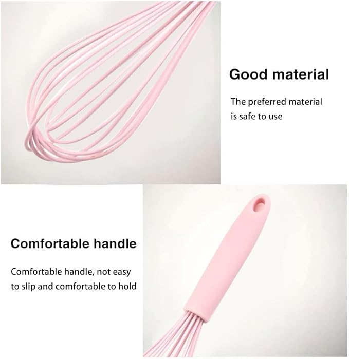 Silicone Whisk for Cooking and Baking, 10in Pink pink color