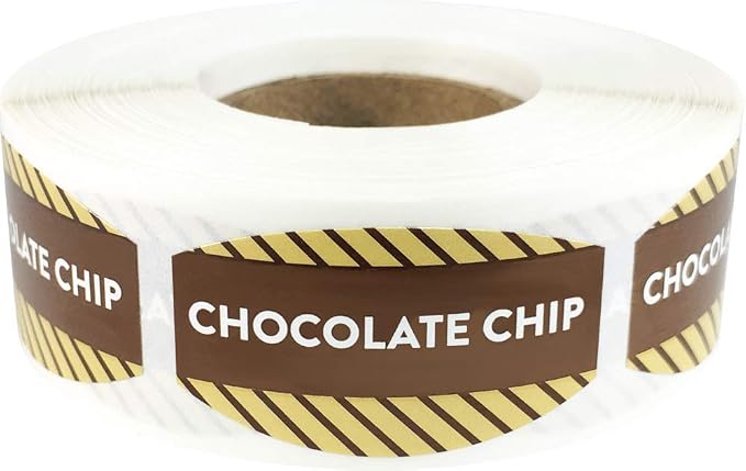 Chocolate Chip Grocery Store Food Labels .75 x 1.375 Inch Oval Shape 500 Total Adhesive Stickers