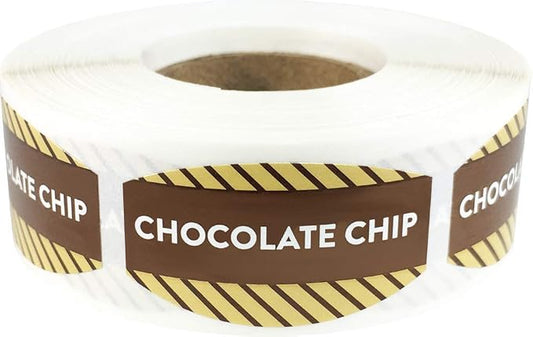 Chocolate Chip Grocery Store Food Labels .75 x 1.375 Inch Oval Shape 500 Total Adhesive Stickers