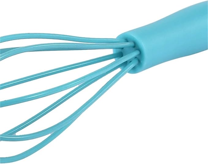 6 Inch Handheld Manual Mixer Silicone Stainless Steel Whisk for Whipping Cream Beating Eggs Mixing Flour Baking Tool(Blue)