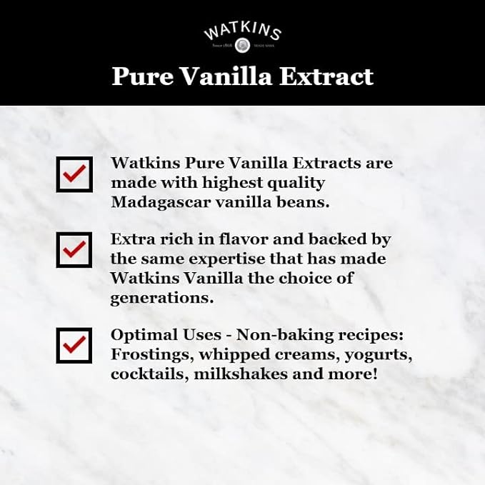 Watkins Pure Vanilla Extract, with Madagascar Vanilla Beans, Non-GMO, Kosher, 32 Fl Oz (Pack of 1)