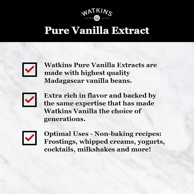 Watkins Organic Pure Vanilla Extract, with Madagascar Vanilla Beans, Non-GMO, Kosher, 4 oz. Bottle, 1-Pack